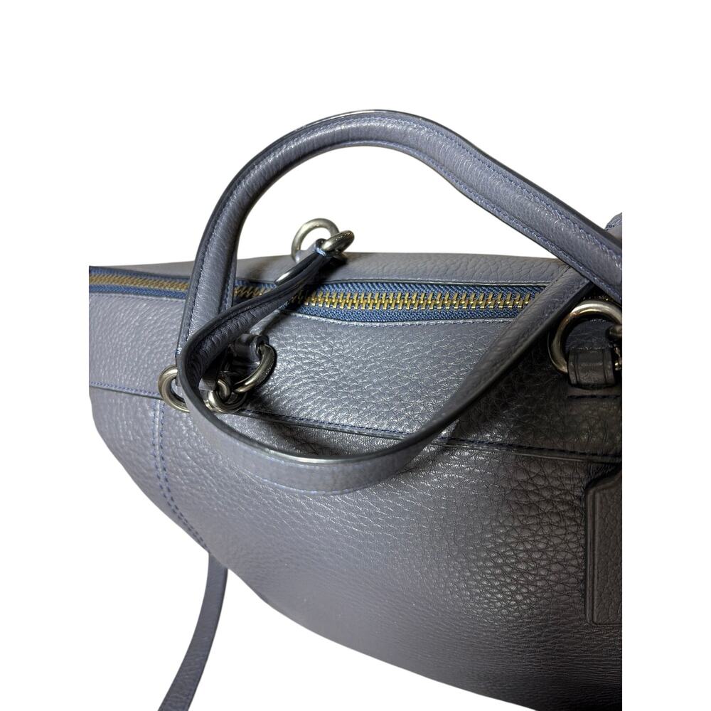 Coach F59325 Pebble Leather Lenox Satchel  Crossbody 2 Way Dark Navy Gray EUC - Picture 2 of 9